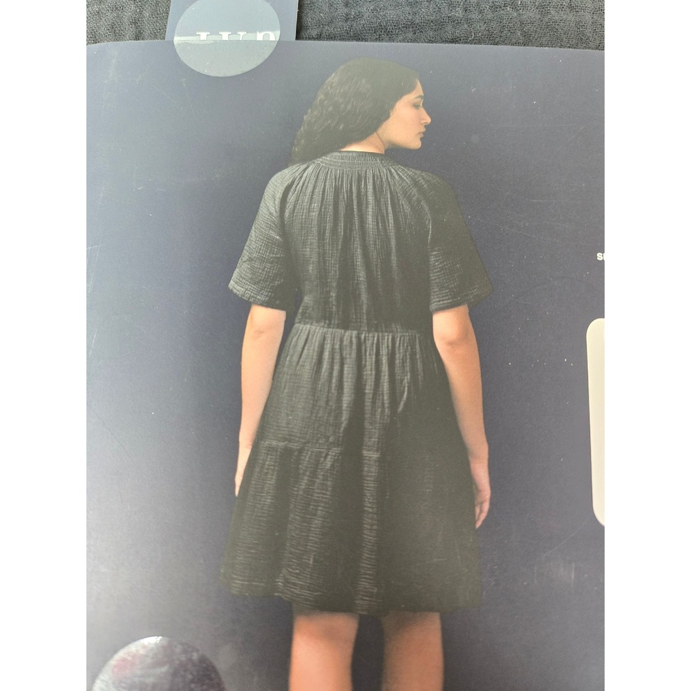 GAP Women Black Cotton Crinkle Gauze Tiered Midi Dress GP007929 Size M NWT - Picture 6 of 8